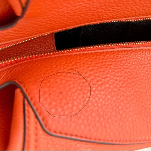 Rare Genuine Tory Burch Perry Satchel Canyon Orange Leather - Picture 8 of 9